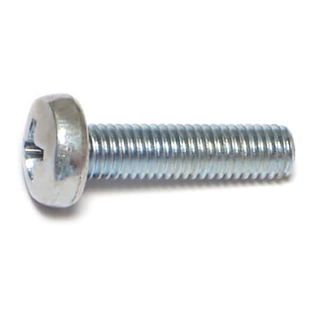 M5-0.80 X 20 Mm Phillips Pan Machine Screw, Zinc Plated Steel, 50 PK